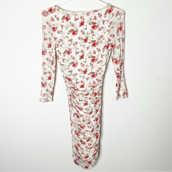 GUESS Mini Dress Floral Print Ruched side Bodycon long sleeve Size XS - Picture 16 of 16